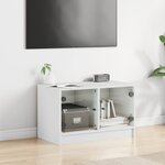 vidaXL Meuble TV avec portes en verre blanc 68x37x42 cm