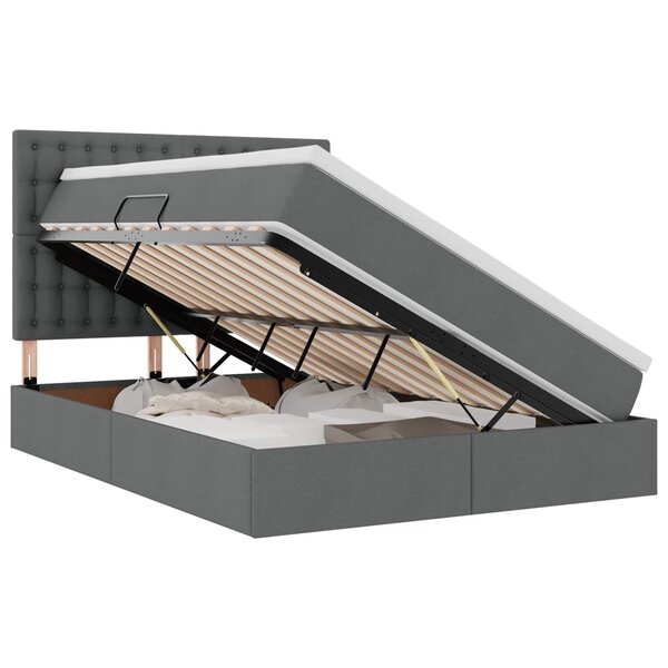 vidaXL Lit avec rangement et LED Gris foncé 140 x 200 cm Polyester