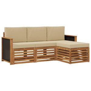 vidaXL Ensemble de canapés d'extérieur 4 pc Naturel et Beige
