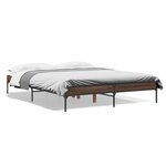 vidaXL Cadre de lit chêne marron 140x200 cm bois d'ingénierie et métal