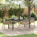 vidaXL Ensemble de salle à manger pour jardin 5 Pièces Beige Poly rotin