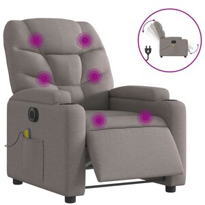 vidaXL Fauteuil de massage inclinable électrique Taupe Tissu