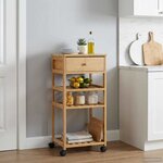 vidaXL Chariot de Cuisine avec Roues Naturel 37 x 36 x 80 cm Bambou