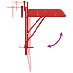 Table de balcon suspendue pliable vidaXL Rouge 60x40 cm Acier