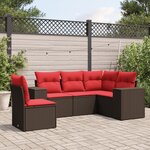vidaXL Salon de jardin avec coussins 5 Pièces marron résine tressée