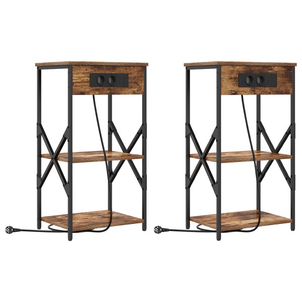 vidaXL Armoires de chevet 2 Pièces Chêne fumé 41 x 31 x 76 cm