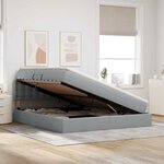 vidaXL Lit avec rangement et matelas Gris clair 160 x 200 cm