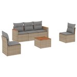 vidaXL Salon de jardin avec coussins 6Pièces mélange beige résine tressée