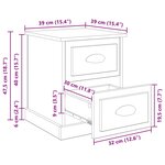 vidaXL Cabinet de chevet 2 Pièces Chêne noir 39 x 39 x 47.5 cm