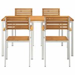 vidaXL EnsembledeRepasdeJardin 5 Pièces Marron AcaciaMassif