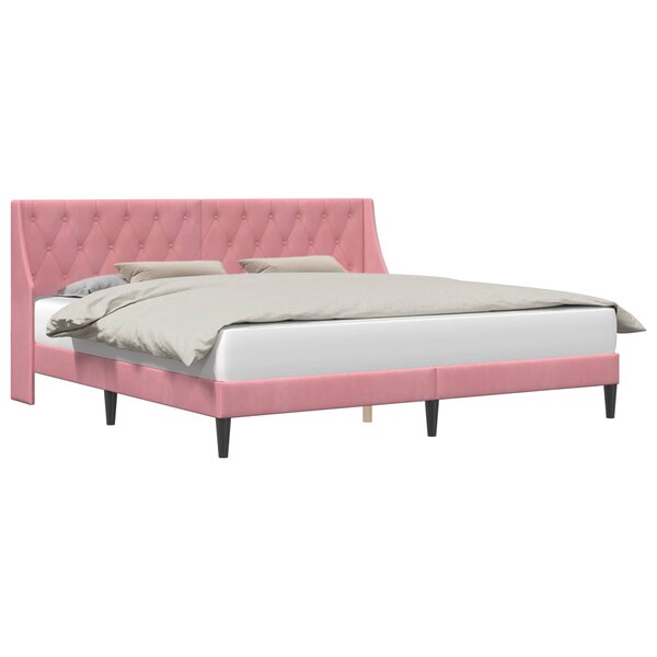 vidaXL Cadre de lit avec tête de lit Rose 200 x 200 cm Velours