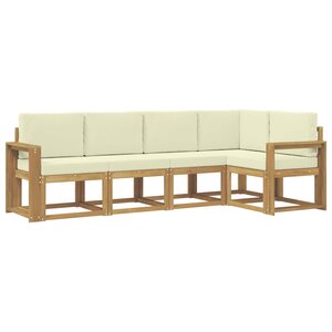 vidaXL Ensemble de canapés d'extérieur 5 pc Blanc et crème