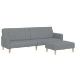 vidaXL Canapé-lit à 2 places avec repose-pied gris clair tissu