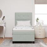 Lit à ressort vidaXL avec matelas Gris clair 100x200 cm Velours
