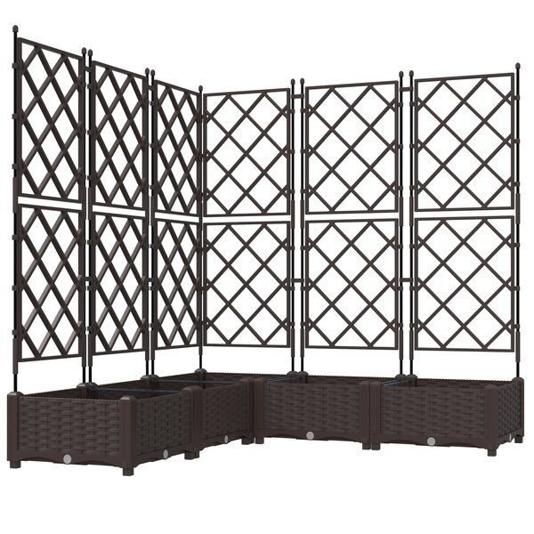 Jardinière vidaXL avec treillis 5 Pièces Marron 120x120x125 5 cm
