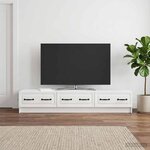 vidaXL Meuble TV Blanc brillant 147 x 34 5 x 27 cm Bois d'ingénierie