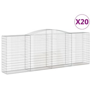 vidaXL Paniers à gabions arqués 20 Pièces 400x50x140/160 cm Fer galvanisé