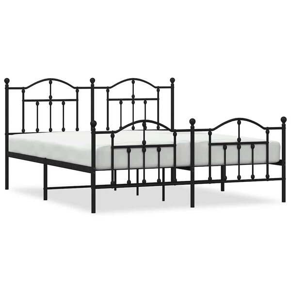 vidaXL Cadre de lit métal sans matelas avec pied de lit noir 183x213cm
