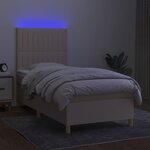 vidaXL Sommier à lattes de lit et matelas et LED Crème 100x200cm Tissu