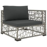 vidaXL Salon de jardin 8 Pièces avec coussins résine tressée gris