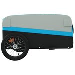 vidaXL Remorque de vélo noir et bleu 45 kg fer