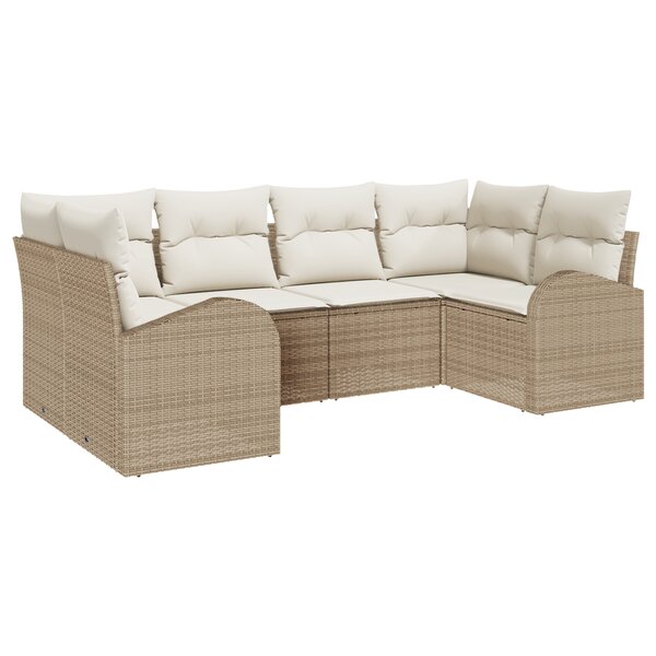 vidaXL Ensemble de salon de jardin 6 pièces avec coussins en poly rattan beige