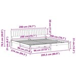 vidaXL Cadre de lit Marron et taupe 200 x 200 cm Bois massif en pin