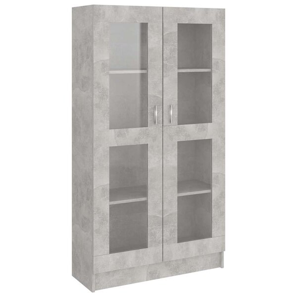 vidaXL Armoire à vitrine Gris béton 82 5x30 5x150 cm Bois d'ingénierie