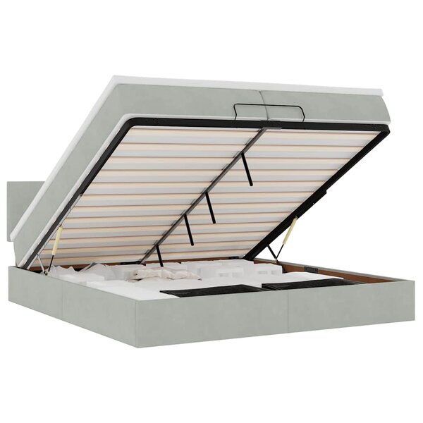 VidaXL Cadre de lit ottoman avec matelas gris clair 200x200 cm velours