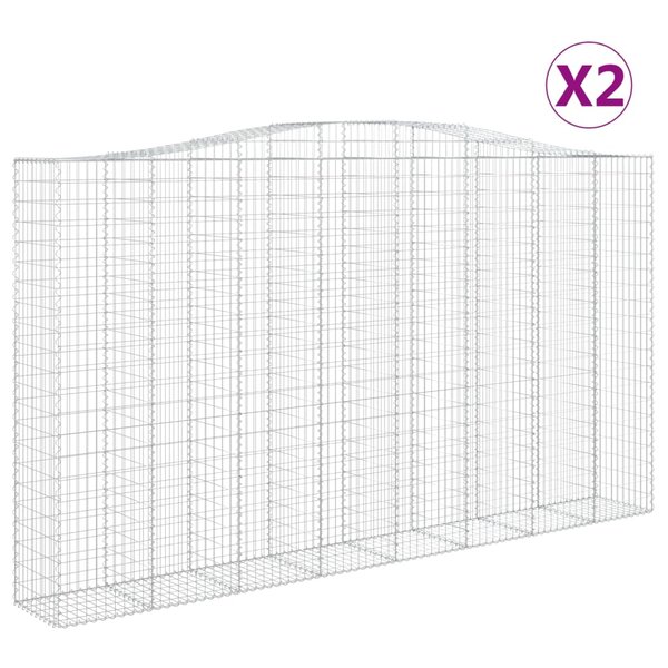 vidaXL Paniers à gabions arqués 2 Pièces 400x50x220/240 cm Fer galvanisé