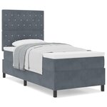 Lit à ressort vidaXL avec matelas gris foncé en velours simple