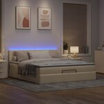 vidaXL Lit ottoman avec matelas et LED crème 180x200cm tissu