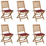 vidaXL Chaises pliables de jardin lot de 6 avec coussins Bois d'acacia