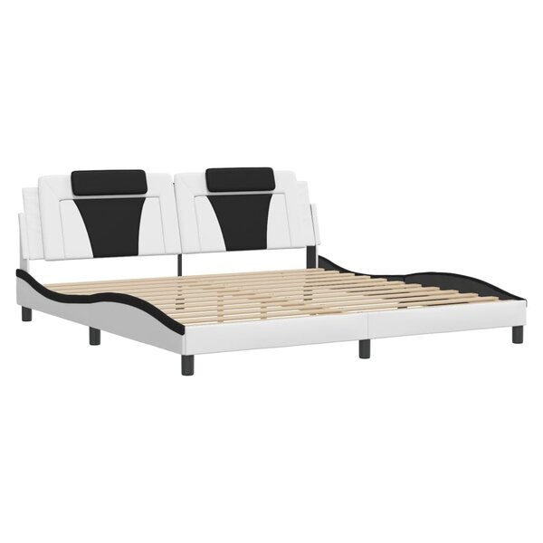 vidaXL Cadre de lit sans matelas blanc et noir 200x200 cm similicuir