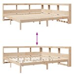 vidaXL Lit bibliothèque sans matelas 200x200 cm bois massif de pin