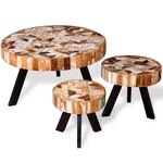 vidaXL Ensemble de table basse 3 pièces Bois de récupération massif