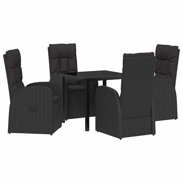 vidaXL Ensemble de salle à manger pour jardin 5 Pièces Noir polyrotin