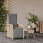 vidaXL Chaise inclinable de jardin et repose-pied mélange beige rotin