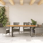 vidaXL Table de jardin et dessus en bois d'acacia gris résine tressée