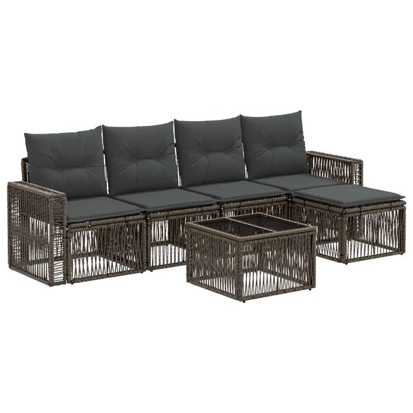 vidaXL Ensemble de canapé de jardin 6 pc Gris et Gris foncé polyrotin