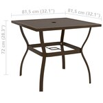 vidaXL Table de jardin Marron 81 5x81 5x72 cm Acier