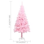 vidaXL Arbre de Noël artificiel pré-éclairé et boules rose 180 cm PVC