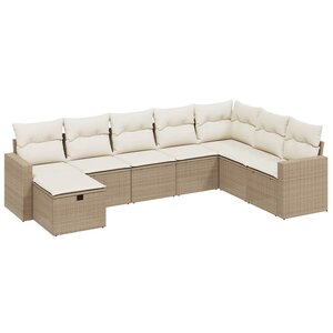 vidaXL Salon de jardin avec coussins 8 Pièces beige résine tressée