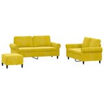 vidaXL Ensemble de canapés 3 Pièces avec coussins Jaune Velours