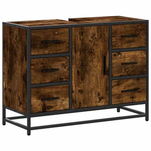 vidaXL Armoire lavabo de salle de bain chêne fumé bois d'ingénierie