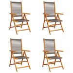 vidaXL Chaises inclinables de jardin lot de 4 gris bois massif acacia