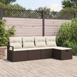 vidaXL Ensemble de canapé de jardin avec coussin 5 Pièces Marron et crème