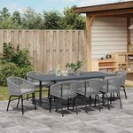 vidaXL Ensemble de salle à manger pour jardin 9 Pièces Gris Poly rotin