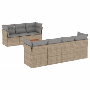 vidaXL Salon de jardin avec coussins 8 Pièces beige résine tressée