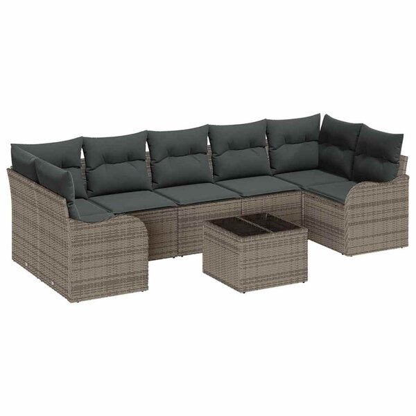 vidaXL Ensemble de canapé de jardin avec coussin 8 Pièces Gris